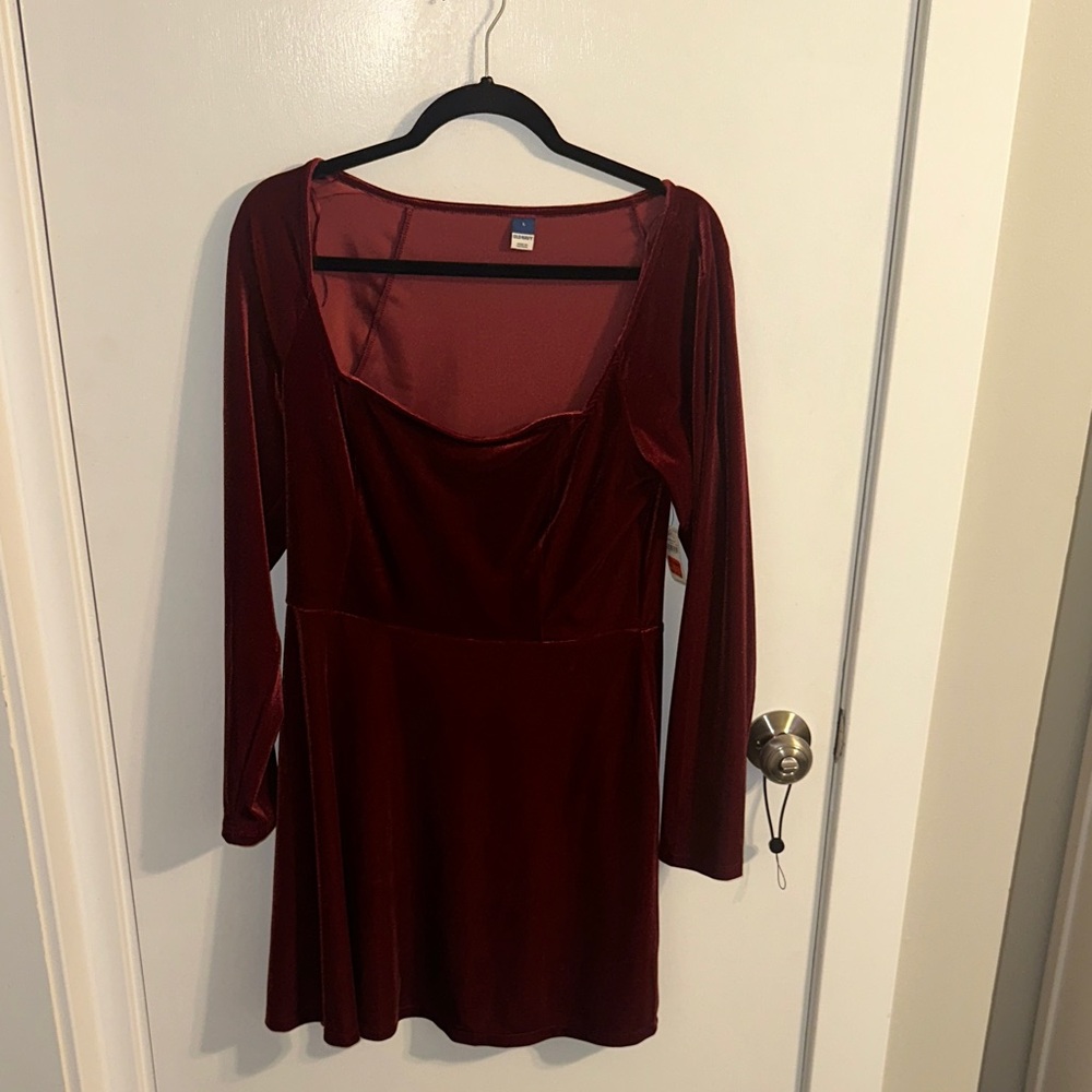 Old Navy Deep Red Long Sleeve Dress